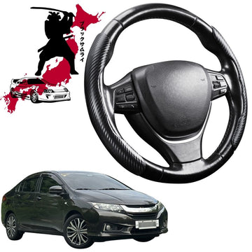 Black Samurai Segmented Steering Wheel Cover for Honda City 2014 - 2020