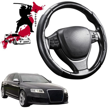 Black Samurai Segmented Steering Wheel Cover for Audi A6 S6 RS6 2004 - 2011 (C6)
