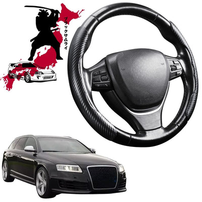 Black Samurai Segmented Steering Wheel Cover for Audi A6 S6 RS6 2004 - 2011 (C6)