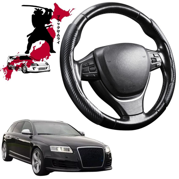 Black Samurai Segmented Steering Wheel Cover for Audi A6 S6 RS6 2004 - 2011 (C6)