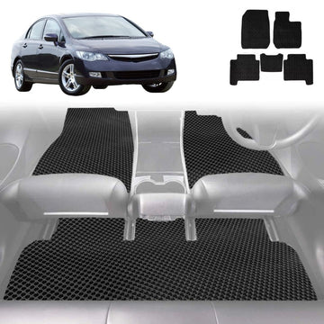6D Diamond Car Floor Mats for Honda Civic 2006 - 2012 Sedan(8th Gen) - Custom-Fit Carpet Liner