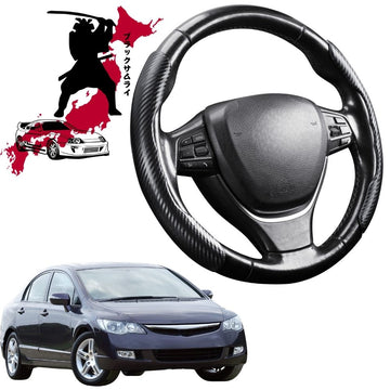 Black Samurai Segmented Steering Wheel Cover for Honda Civic 2006 - 2012 Sedan(8th Gen)