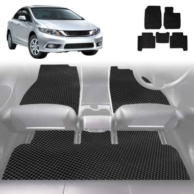 6D Diamond Car Floor Mats for Honda Civic 2012 - 2016 (Hatch, 9th Gen) - Custom-Fit Carpet Liner