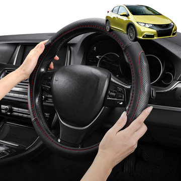 Steering Wheel Cover Pro Extra Layer for Honda Civic 2012-2016 (Hatch, 9th Gen) - Breathable & Anti-Slip - Circle 38 cm
