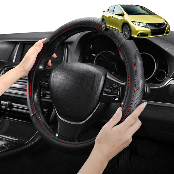Steering Wheel Cover Pro Extra Layer for Honda Civic 2012-2016 (Hatch, 9th Gen) - Breathable & Anti-Slip - Circle 38 cm