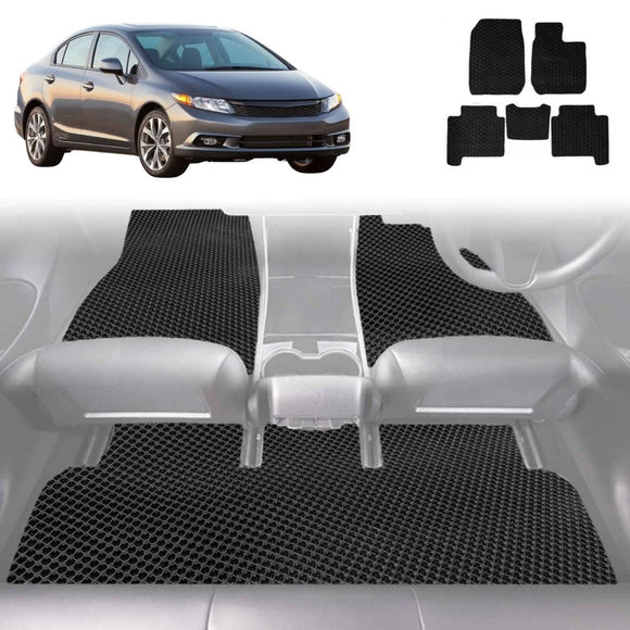 6D Diamond Car Floor Mats for Honda Civic 2012 - 2016 (Sedan, 9th Gen) - Custom-Fit Carpet Liner