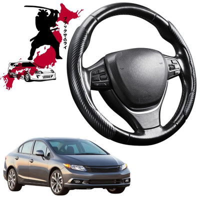 Black Samurai Segmented Steering Wheel Cover for Honda Civic 2012 - 2016 (Sedan, 9th Gen)
