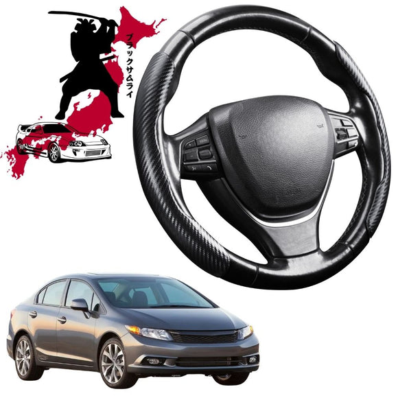 Black Samurai Segmented Steering Wheel Cover for Honda Civic 2012 - 2016 (Sedan, 9th Gen)