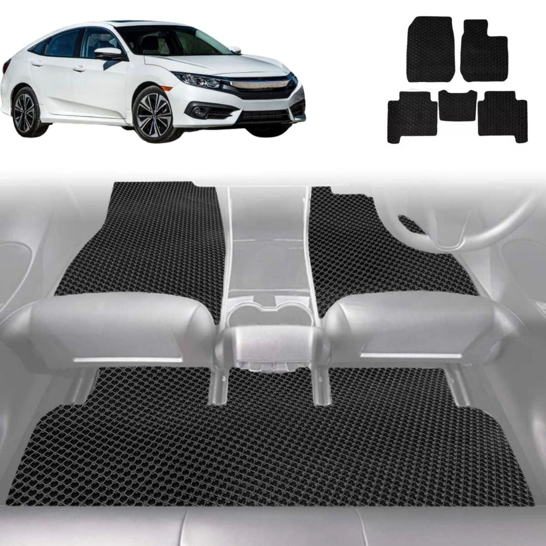 6D Diamond Car Floor Mats for Honda Civic 2016 - 2021 (10th Gen) - Custom-Fit Carpet Liner