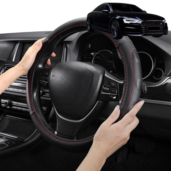 Steering Wheel Cover Pro Extra Layer for Audi A6 S6 RS6 2011-2018 (C7) - Breathable & Anti-Slip - D-Shape 38 cm