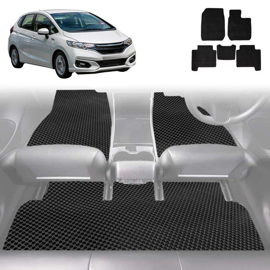 6D Diamond Car Floor Mats for Honda Jazz 2014 - 2021 (FIT GK/GH/GP) - Custom-Fit Carpet Liner