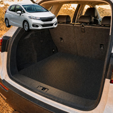 6D Diamond Car Boot Cargo Mat for Honda Jazz 2014 - 2021 (FIT GK/GH/GP) - Heavy Duty Carpet Liner - All-Weather Resistance - Easy to use - Odorless Material - Black & Grey