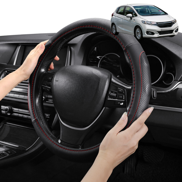 Steering Wheel Cover Pro Extra Layer for Honda Jazz 2014-2021 (FIT GK/GH/GP) - Breathable & Anti-Slip - Circle 38 cm