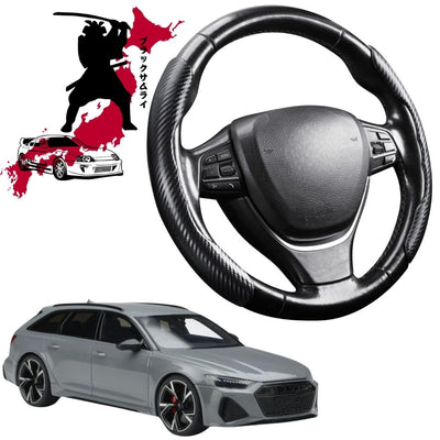 Black Samurai Segmented Steering Wheel Cover for Audi A6 S6 RS6 2018 - Current (C8/4K)