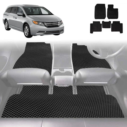 6D Diamond Car Floor Mats for Honda Odyssey 2014 - 2020 Luxury 7 Seater (ViL) - Custom-Fit Carpet Liner