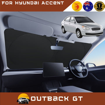Front Windscreen Sun Shade for Hyundai Accent 2006 - 2010 MC - Standard 150 x 85 cm - Black