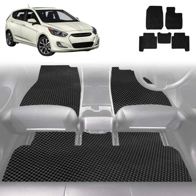 6D Diamond Car Floor Mats for Hyundai Accent 2011 - 2018 (R8) - Custom-Fit Carpet Liner