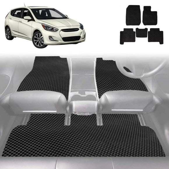 6D Diamond Car Floor Mats for Hyundai Accent 2011 - 2018 (R8) - Custom-Fit Carpet Liner