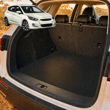 6D Diamond Car Boot Cargo Mat for Hyundai Accent 2011 - 2018 (R8) - Heavy Duty Carpet Liner - All-Weather Resistance - Easy to use - Odorless Material - Black & Grey