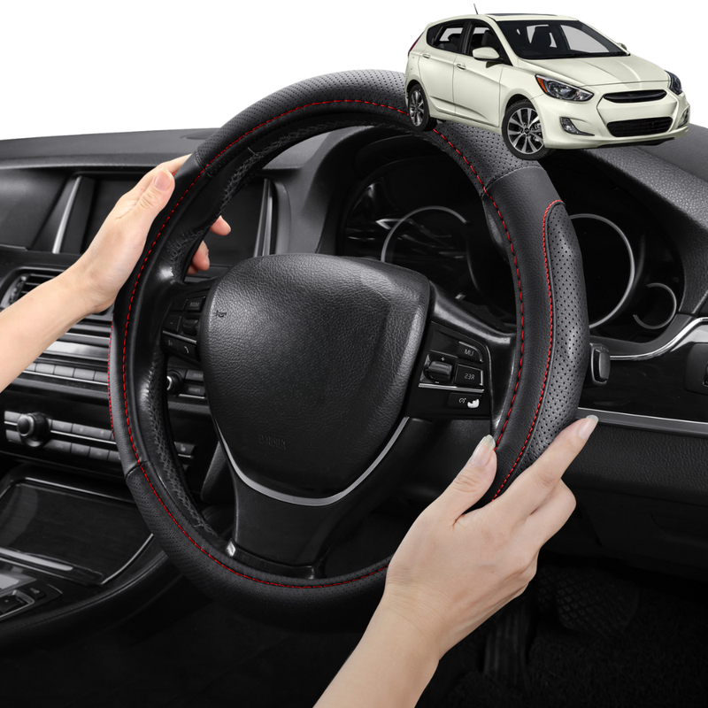 Steering Wheel Cover Pro Extra Layer for Hyundai Accent 2011-2018 (R8) - Breathable & Anti-Slip - Circle 38 cm