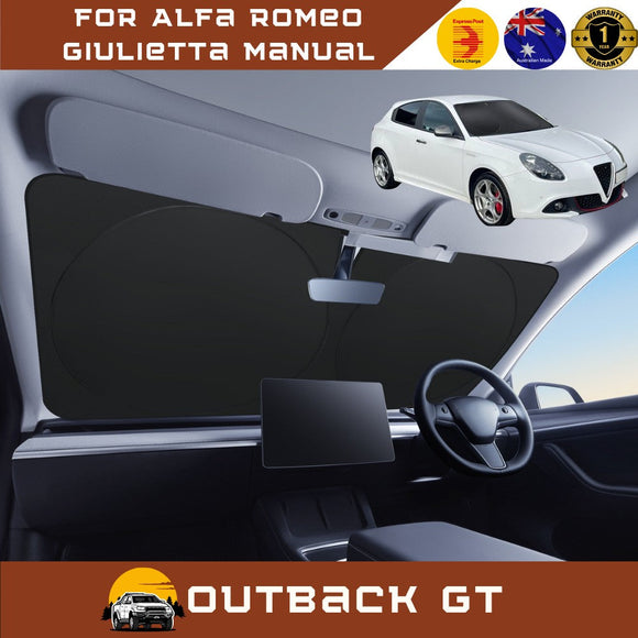 Front Windscreen Sun Shade for Alfa Romeo Giulietta Manual 2010 - 2020 - Standard 150 x 85 cm - Black