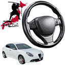 Black Samurai Segmented Steering Wheel Cover for Alfa Romeo Giulietta Manual 2010 - 2020-1