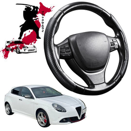 Black Samurai Segmented Steering Wheel Cover for Alfa Romeo Giulietta Manual 2010 - 2020