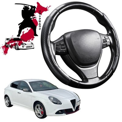 Black Samurai Segmented Steering Wheel Cover for Alfa Romeo Giulietta Manual 2010 - 2020