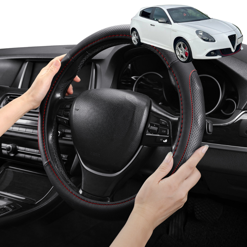 Steering Wheel Cover Pro Extra Layer for Alfa Romeo Giulietta Manual 2010-2020 - Breathable & Anti-Slip - Circle 38 cm