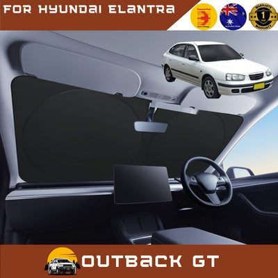 Front Windscreen Sun Shade for Hyundai Elantra 2000 - 2006 - Standard 150 x 85 cm - Black