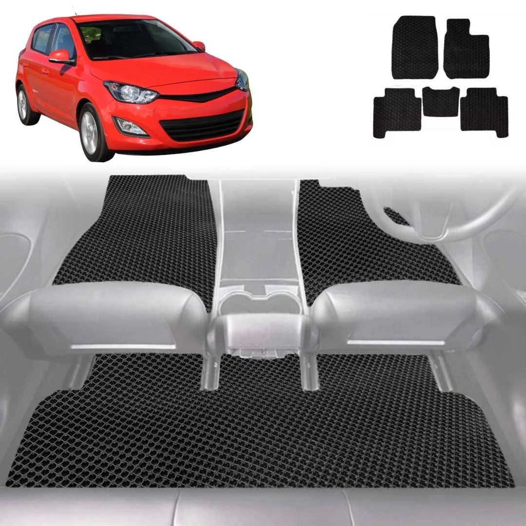 6D Diamond Car Floor Mats for Hyundai i20 2008 - 2015 (PB/PBT) - Custom-Fit Carpet Liner