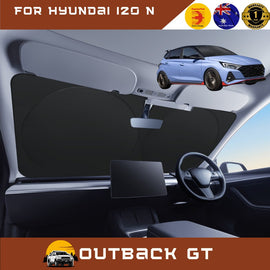 Front Windscreen Sun Shade for Hyundai i20 N 2020 - Current (BC3/BI3) - Standard 150 x 85 cm - Black