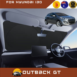 Front Windscreen Sun Shade for Hyundai i30 2012 - 2016 (GD) - Standard 150 x 85 cm - Black