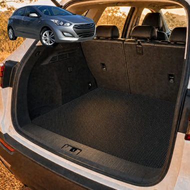 6D Diamond Car Boot Cargo Mat for Hyundai i30 2012 - 2016 (GD) - Heavy Duty Carpet Liner - All-Weather Resistance - Easy to use - Odorless Material - Black & Grey