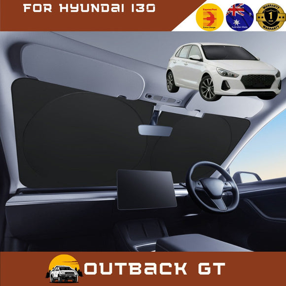 Front Windscreen Sun Shade for Hyundai i30 2017 - 2021 (PD Hatch/Fastback) - Standard 150 x 85 cm - Black