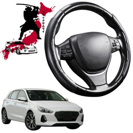 Black Samurai Segmented Steering Wheel Cover for Hyundai i30 2017 - 2021 (PD Hatch/Fastback)