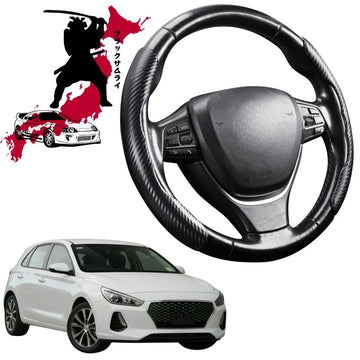 Black Samurai Segmented Steering Wheel Cover for Hyundai i30 2017 - 2021 (PD Hatch/Fastback)