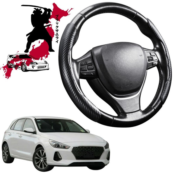 Black Samurai Segmented Steering Wheel Cover for Hyundai i30 2017 - 2021 (PD Hatch/Fastback)