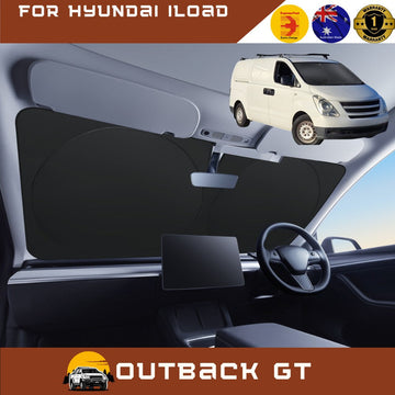 Front Windscreen Sun Shade for Hyundai iLoad 2007 - Current TQ - XL 160 x 98 cm - Black