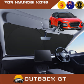 Front Windscreen Sun Shade for Hyundai Kona 2017 - 2023 (OS) - Standard 150 x 85 cm - Black