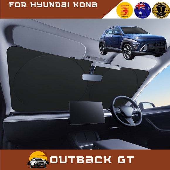 Front Windscreen Sun Shade for Hyundai Kona 2023 - Current (SX2 Hybrid) - Standard 150 x 85 cm - Black