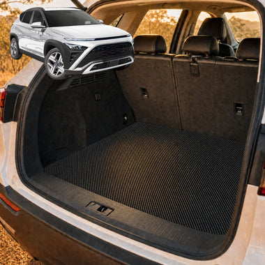 6D Diamond Car Boot Cargo Mat for Hyundai Kona 2023 - Current (SX2 Hybrid) - Heavy Duty Carpet Liner - All-Weather Resistance - Easy to use - Odorless Material - Black & Grey