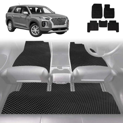 6D Diamond Car Floor Mats for Hyundai Palisade 2021 - Current 7 Seater - Custom-Fit Carpet Liner
