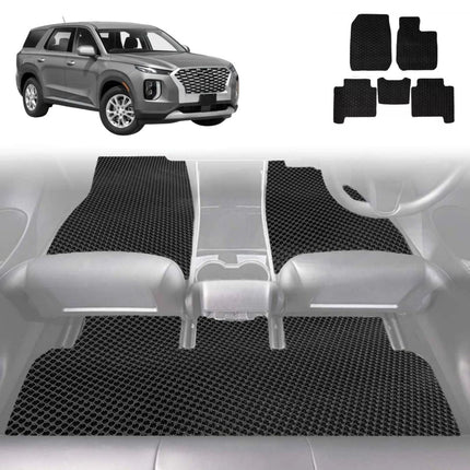 6D Diamond Car Floor Mats for Hyundai Palisade 2021 - Current 8 Seater - Custom-Fit Carpet Liner