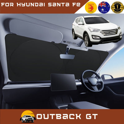 Front Windscreen Sun Shade for Hyundai Santa Fe 2012 - 2018 (DM) - Standard 150 x 85 cm - Black