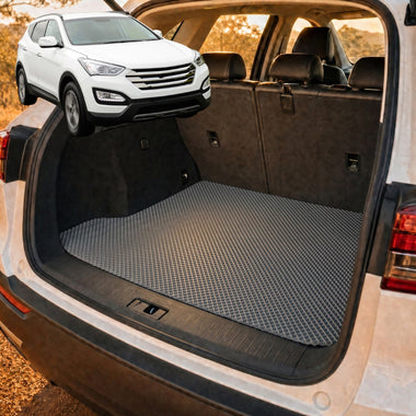 6D Diamond Car Boot Cargo Mat for Hyundai Santa Fe 2012 - 2018 (DM) - Heavy Duty Carpet Liner - All-Weather Resistance - Easy to use - Odorless Material - Black & Grey - 0