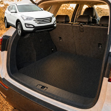 6D Diamond Car Boot Cargo Mat for Hyundai Santa Fe 2012 - 2018 (DM) - Heavy Duty Carpet Liner - All-Weather Resistance - Easy to use - Odorless Material - Black & Grey