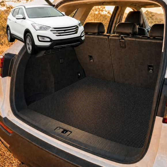 6D Diamond Car Boot Cargo Mat for Hyundai Santa Fe 2012 - 2018 (DM) - Heavy Duty Carpet Liner - All-Weather Resistance - Easy to use - Odorless Material - Black & Grey