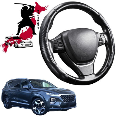 Black Samurai Segmented Steering Wheel Cover for Hyundai Santa Fe 2019 - 2024 (TM)