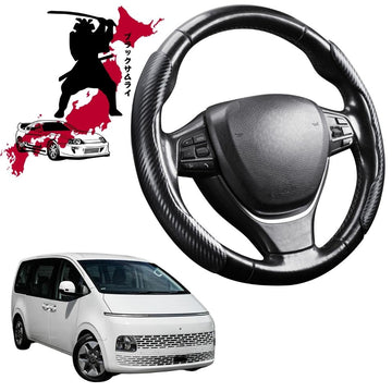 Black Samurai Segmented Steering Wheel Cover for Hyundai Staria 2021 - Current US4